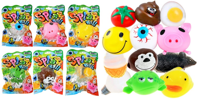 JARU SPLAT Ball Sticky Stretchy Pack of 6 Assorted Sensory Stress Relief Toy Party Favor Pinata Filler53036p - Image 2