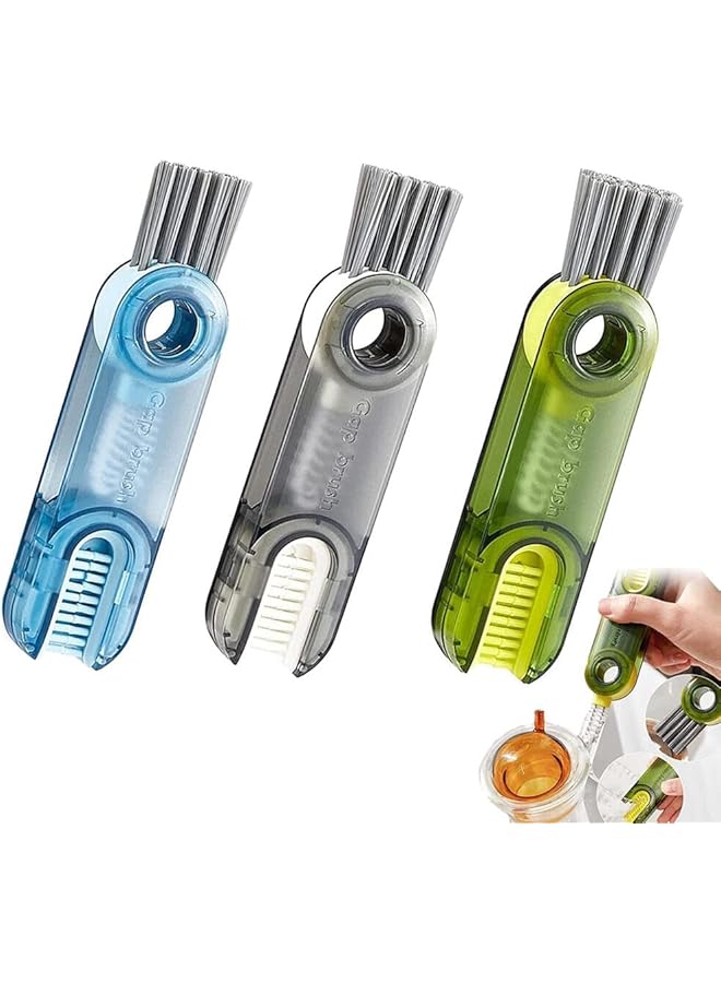 promass 3 Pack 3 in 1 Multifunctional Cleaning Brush Set,Bottle Cup Lid Brushes,Straw Cleaner Water Bottle Cleaner Brush,Cup Cover Cup Crevice Cleaning Brushes Tiny Cleaning Tool for Home and Kitchen - Image 1
