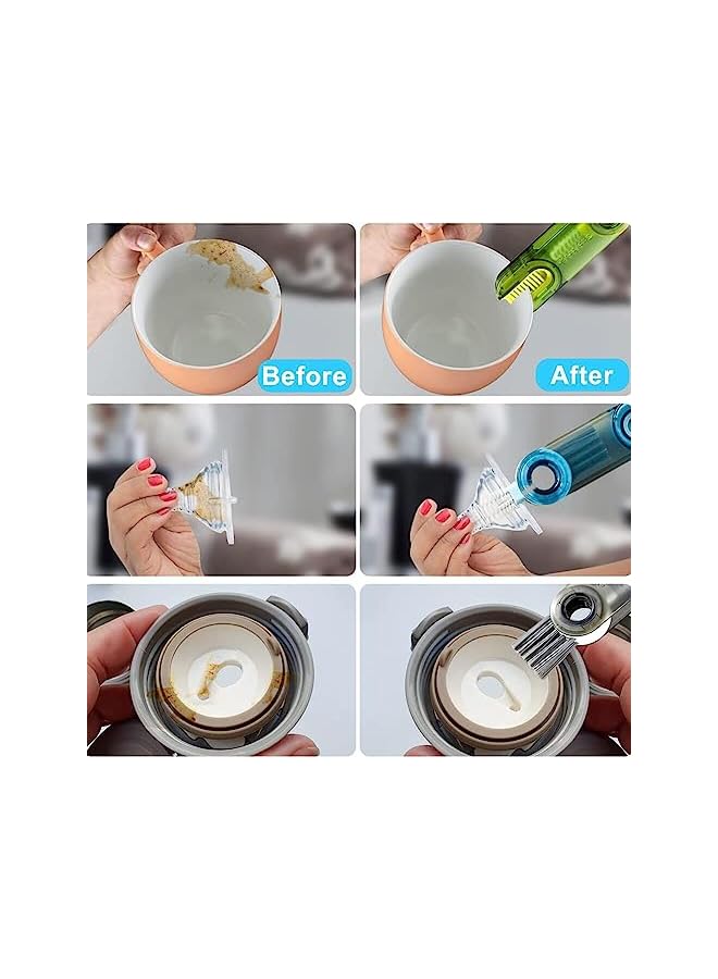 promass 3 Pack 3 in 1 Multifunctional Cleaning Brush Set,Bottle Cup Lid Brushes,Straw Cleaner Water Bottle Cleaner Brush,Cup Cover Cup Crevice Cleaning Brushes Tiny Cleaning Tool for Home and Kitchen - Image 2