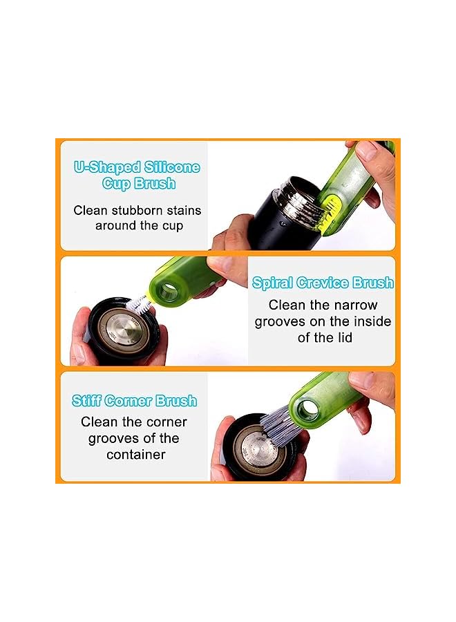promass 3 Pack 3 in 1 Multifunctional Cleaning Brush Set,Bottle Cup Lid Brushes,Straw Cleaner Water Bottle Cleaner Brush,Cup Cover Cup Crevice Cleaning Brushes Tiny Cleaning Tool for Home and Kitchen - Image 4