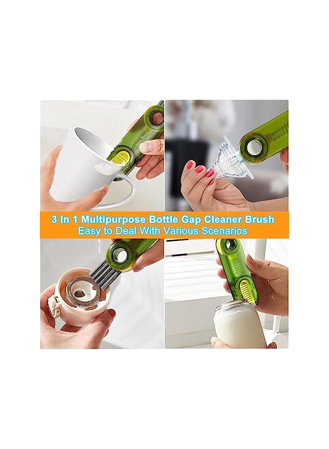 promass 3 Pack 3 in 1 Multifunctional Cleaning Brush Set,Bottle Cup Lid Brushes,Straw Cleaner Water Bottle Cleaner Brush,Cup Cover Cup Crevice Cleaning Brushes Tiny Cleaning Tool for Home and Kitchen - Image 3