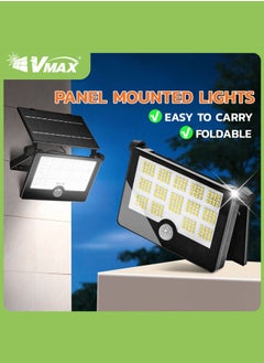 Vmax LED Solar Wall Light - 6500K Cool White - Portable Solar Wall Light - Foldable, With Motion Sensor & USB Charging - Easy to Install - On/Off Switch - Camping/Travel/Villas/Courtyard/Outdoor  - Image 1