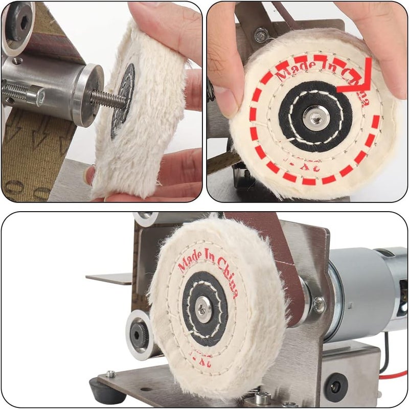 SI FANG Soft Cotton Buffing Polishing Wheel for Mini Electric Belt Sander Bench Grinder, 3 inch (50 Ply) Extra Thick Colth Buffing Wheel for Metal Alloys Stone Ceramics Glass Wood Waxing (1PC) - Image 5