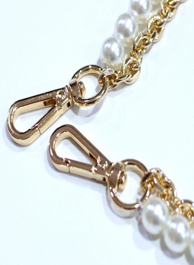 Model Worker 23.6" Imitation Pearl Chain Purse Strap Replacement Handbag Shoulder Bag Clutches Chain Strap with Metal Buckles (Gold) - Image 2