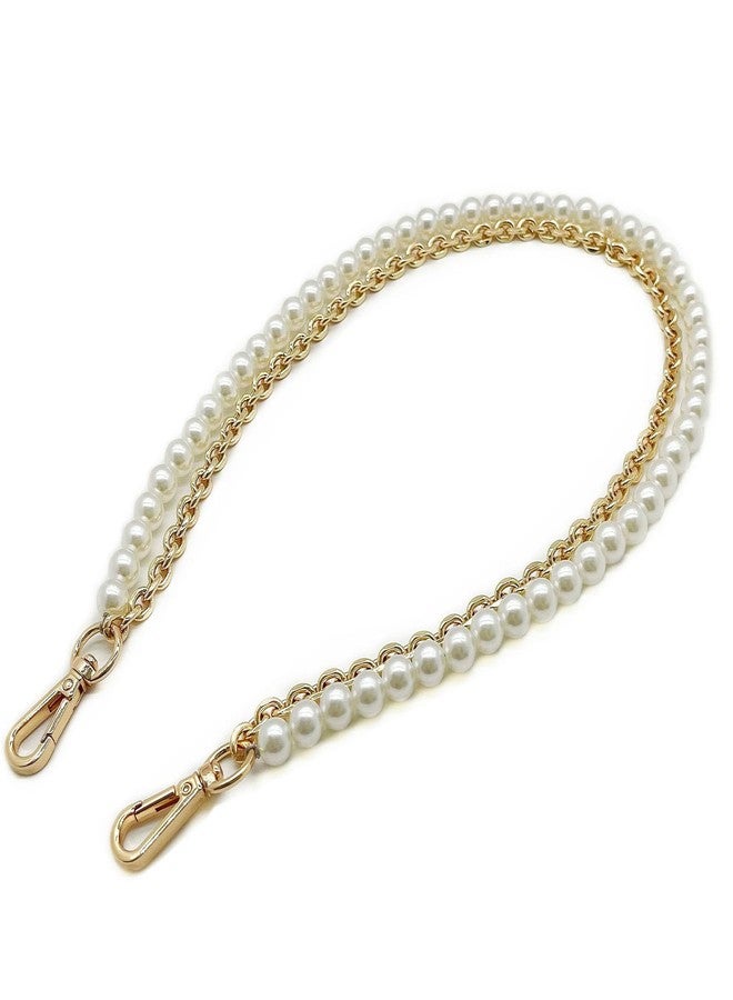 Model Worker 23.6" Imitation Pearl Chain Purse Strap Replacement Handbag Shoulder Bag Clutches Chain Strap with Metal Buckles (Gold) - Image 1