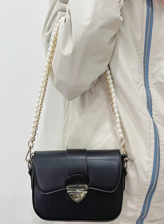 Model Worker 23.6" Imitation Pearl Chain Purse Strap Replacement Handbag Shoulder Bag Clutches Chain Strap with Metal Buckles (Gold) - Image 4