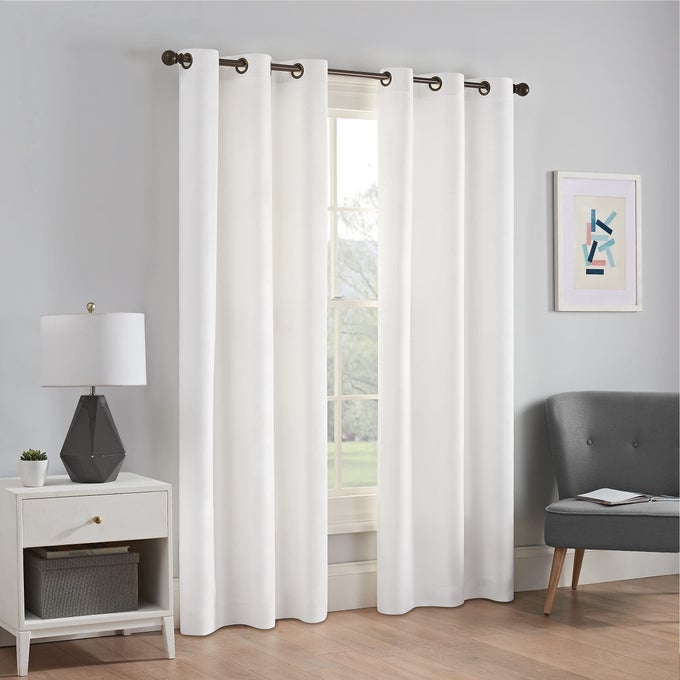MICROFIBER TOTAL PRIVACY BLACKOUT THERMAL GROMMET WINDOW CURTAIN FOR BEDROOM 1 PANEL 42 X 95 WHITE