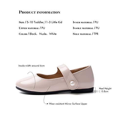 FUNKYMONKEY Toddler/Little Girl Mary Jane Dress Shoes Casual Slip on Ballet Flat (10 Toddler, Nude) - Image 5