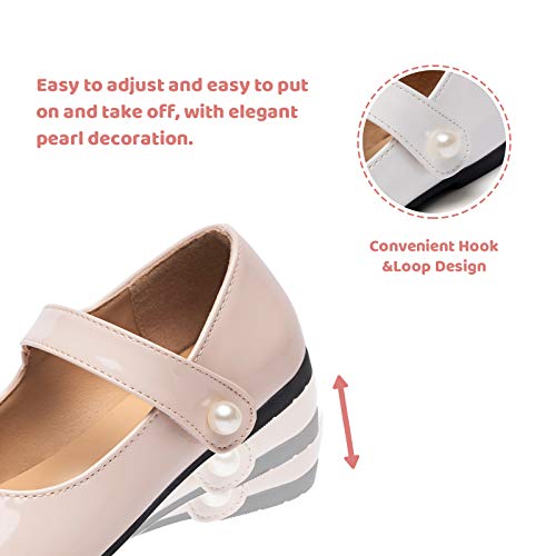 FUNKYMONKEY Toddler/Little Girl Mary Jane Dress Shoes Casual Slip on Ballet Flat (10 Toddler, Nude) - Image 4