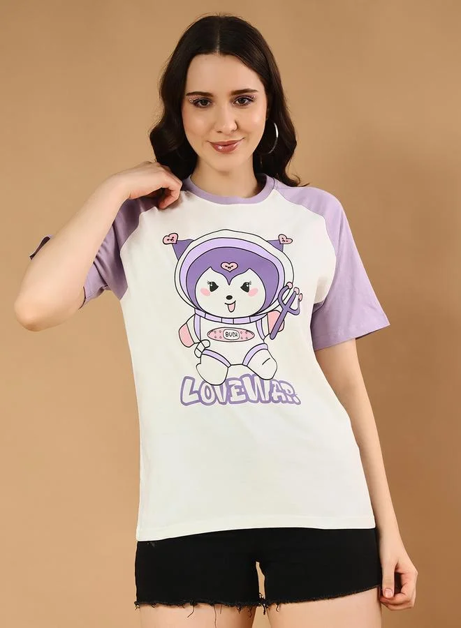 Take Two Graphic Printed Raglan Sleeve Cotton T-Shirt