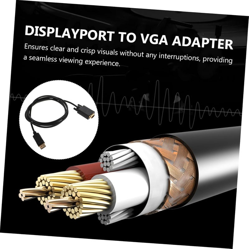 Uonlytech 1.8m Displayport to Vga Cable to Vga Adapter Monitor Display Cord to Link Compatible Laptops - Image 3