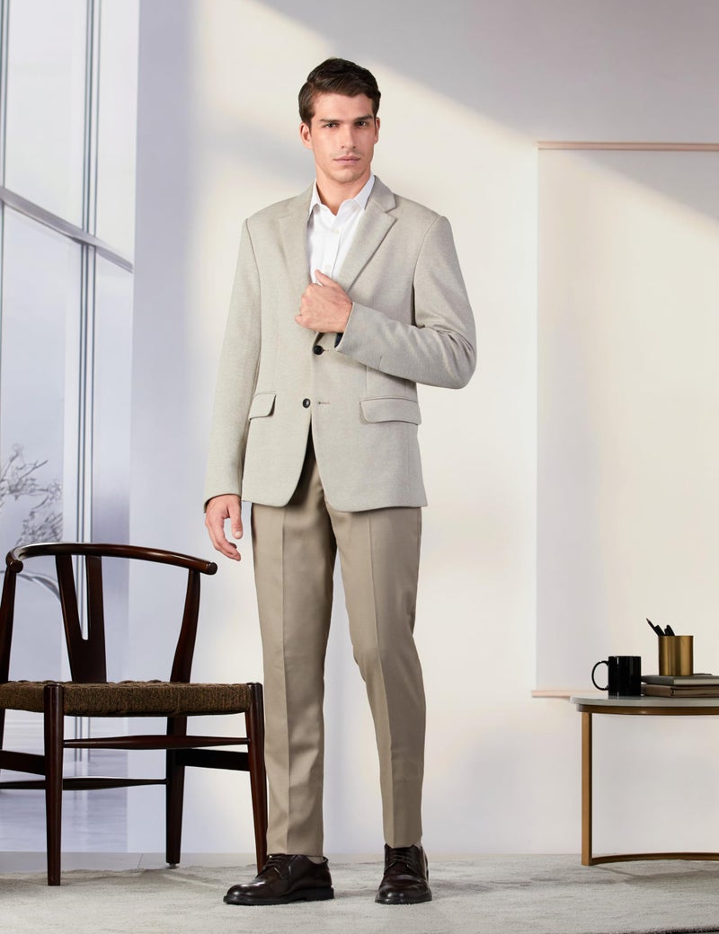 Arrow Men Tapered fit Polyester SolidMid-Rise waistTrousers(ARAEOTR1624_Beige_34) - Image 2