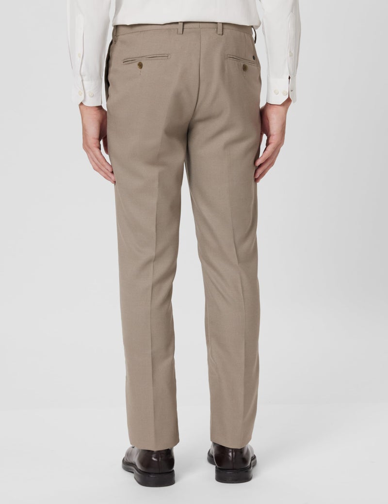 Arrow Men Tapered fit Polyester SolidMid-Rise waistTrousers(ARAEOTR1624_Beige_34) - Image 3