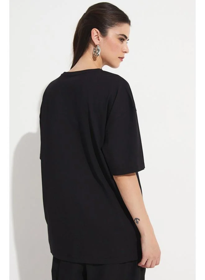 JUNE June Oversize 100% Cotton Tshirt Black