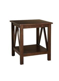 Umark umark Square Wood End Table for Home Office Living Room in Natural Brown Finish  - Image 2