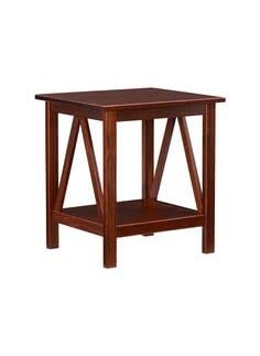 Umark umark Square Wood End Table for Home Office Living Room in Natural Brown Finish  - Image 3