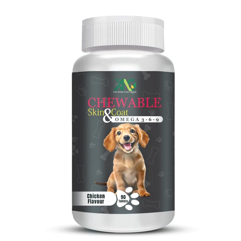 ANC Chicken Flavour Chewable Skin & Coat Tablets for Pets with Omega -3,6,9, Dog (90 Tablet) (Skin Coat Tablet) - Image 1