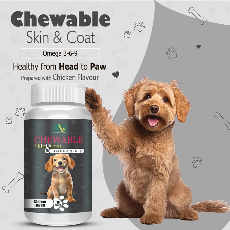 ANC Chicken Flavour Chewable Skin & Coat Tablets for Pets with Omega -3,6,9, Dog (90 Tablet) (Skin Coat Tablet) - Image 4