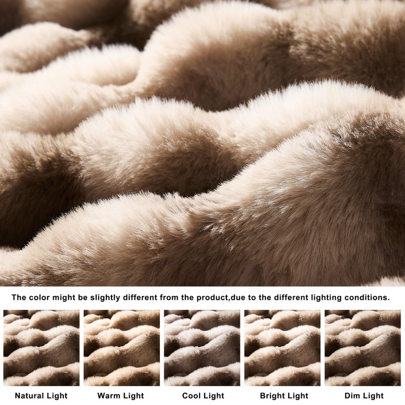WDCOZY Luxury Bubble Throw Blanket, Faux Fur Mink Plush Throw for Couch, Sofa and Bed, Soft Fluffy Fuzzy Furry Cozy Blanket, Thick and Warm, 60x80 inches, Tie-Dye Grey, 950 GSM - Image 3