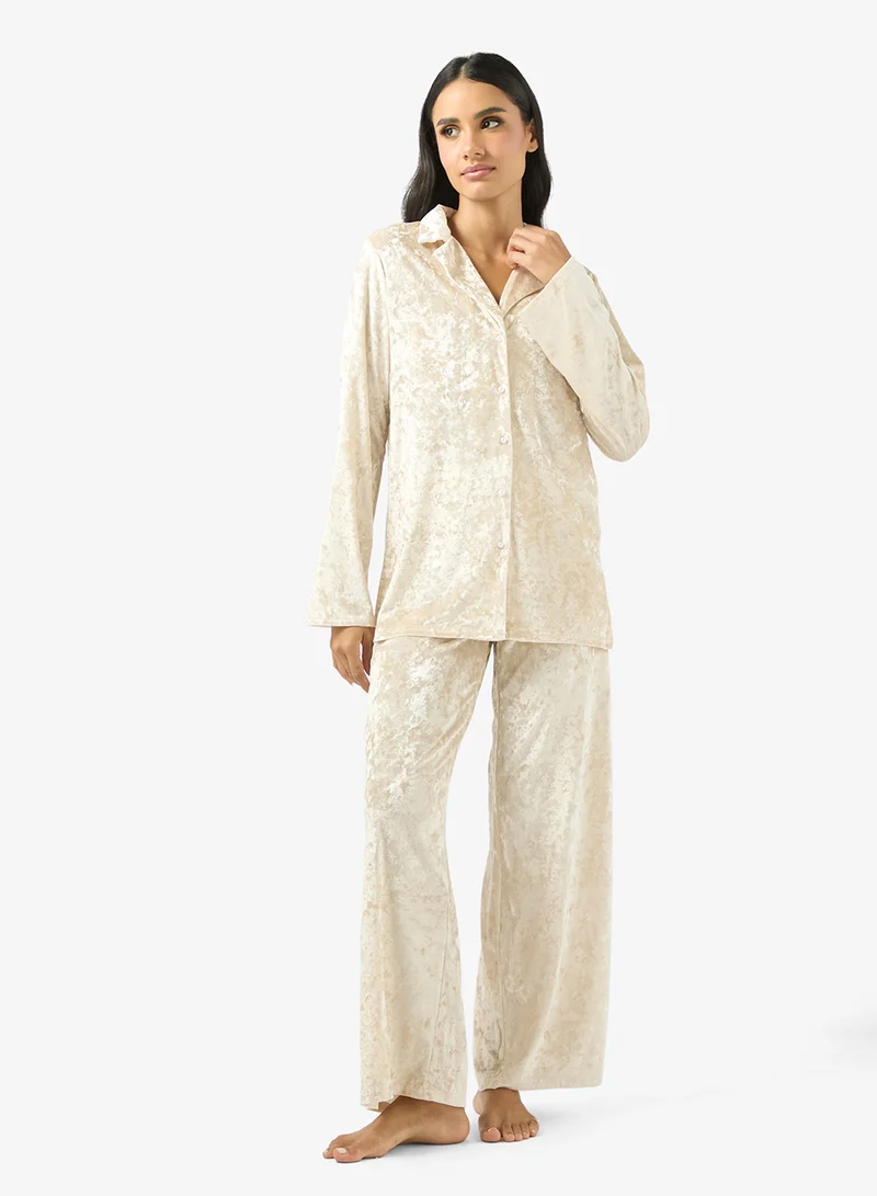 Ginger Oversize Velvet Resort Collar Lounge Set
