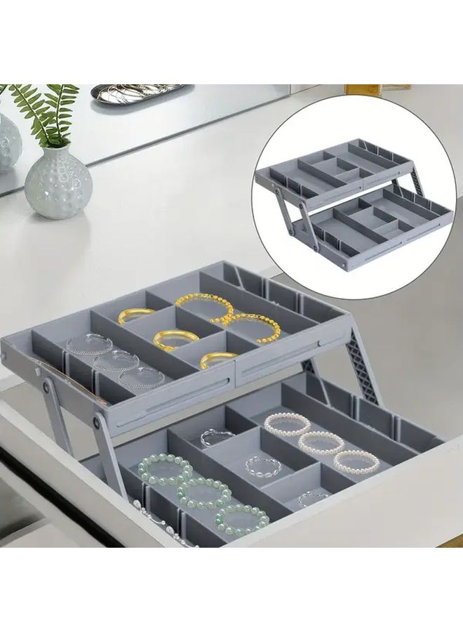 White Expandable Cutlery Organizer For Kitchen Drawer Multi Compartment Storage - Image 2