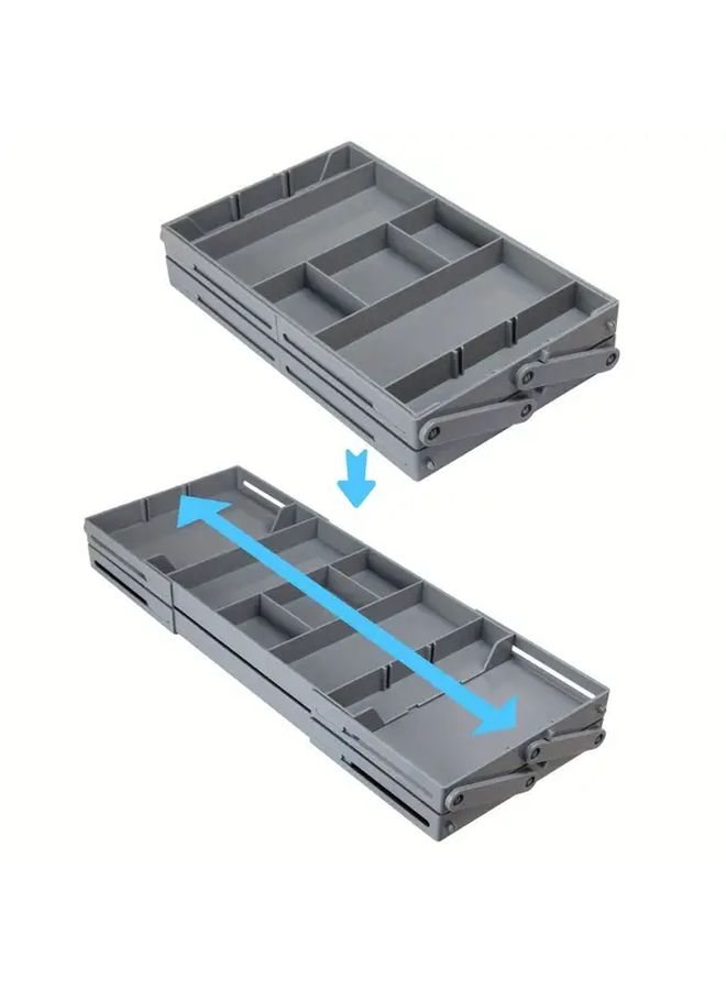 White Expandable Cutlery Organizer For Kitchen Drawer Multi Compartment Storage - Image 5