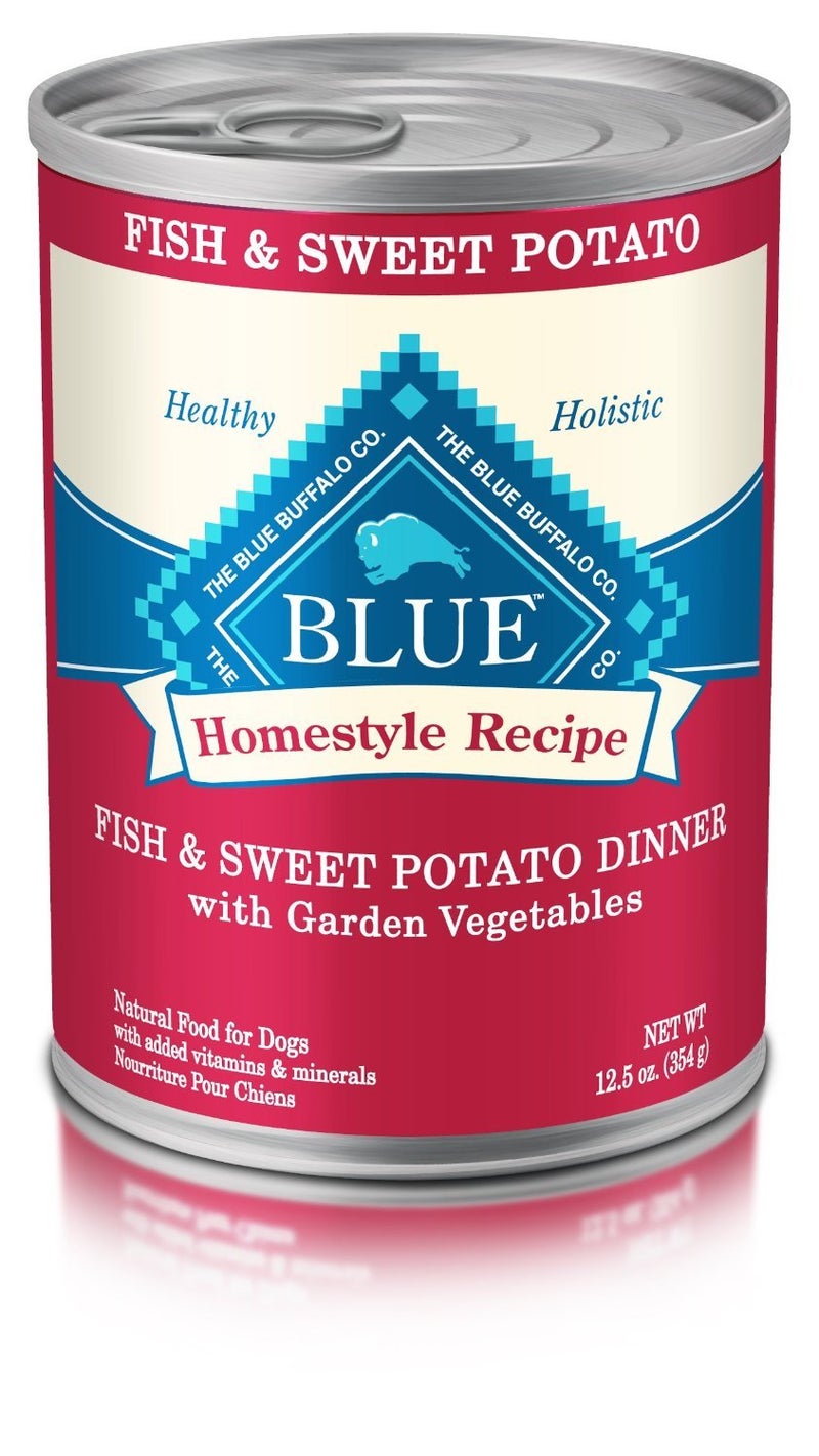 Blue Buffalo Homestyle Recipe Adult Wet Dog Food, Made with Natural Ingredients, Fish & Sweet Potato Dinner With Garden Vegetables, 12.5-oz can (Pack of 12) - Image 5