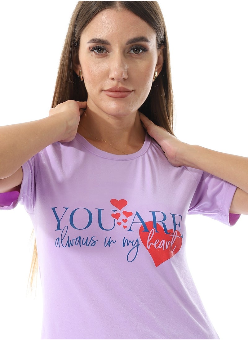Caesar - Women Pajama Set With Half Sleeves And Printed Photo - Image 1