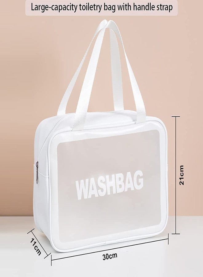 ERHETUS Multi-Functional Large Makeup Pouch for Women | Waterproof PVC Cosmetic Bags for Girls | Toiletry Storage Wash Bag | Travel Organizer for Bath Accessories & Grooming Kit - White (30*21*11 CM) - Image 3