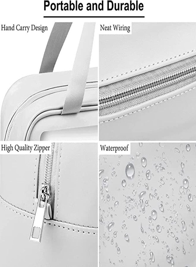 ERHETUS Multi-Functional Large Makeup Pouch for Women | Waterproof PVC Cosmetic Bags for Girls | Toiletry Storage Wash Bag | Travel Organizer for Bath Accessories & Grooming Kit - White (30*21*11 CM) - Image 4