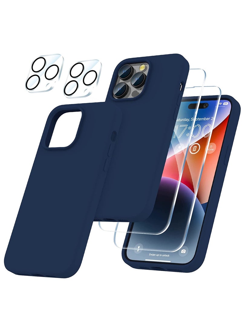 iPhone 14 Pro Max 6.7 Inch with 2-Pack Screen Protector and 2-Pack Camera Lens Protector, Slim Full Coverage Screen Camera Case, Blue - Image 1
