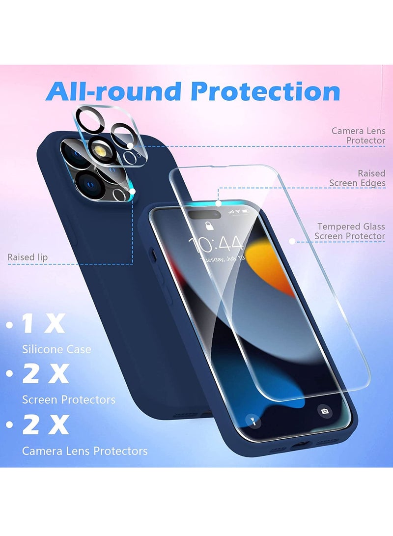 iPhone 14 Pro Max 6.7 Inch with 2-Pack Screen Protector and 2-Pack Camera Lens Protector, Slim Full Coverage Screen Camera Case, Blue - Image 3