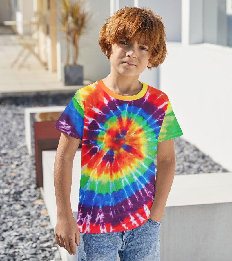 SunFocus Boys Tie Dye Shirt Size 10-12 Youth Kids Colorful Rainbow Graphic Tees Clothes for Size 9 Boys Neon T-Shirts - Image 5
