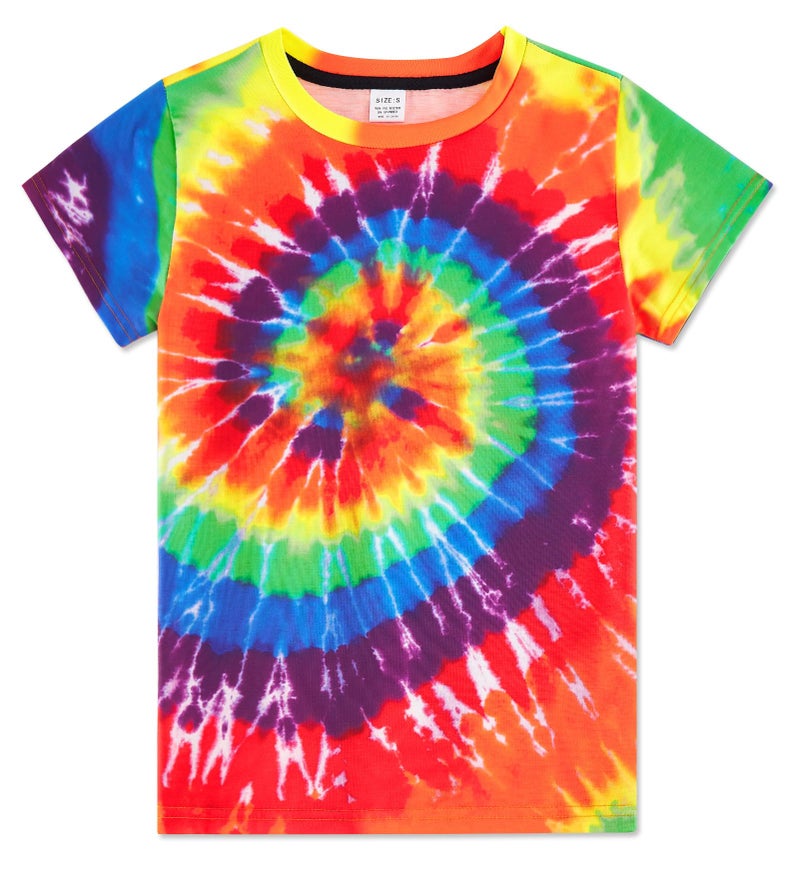 SunFocus Boys Tie Dye Shirt Size 10-12 Youth Kids Colorful Rainbow Graphic Tees Clothes for Size 9 Boys Neon T-Shirts - Image 1