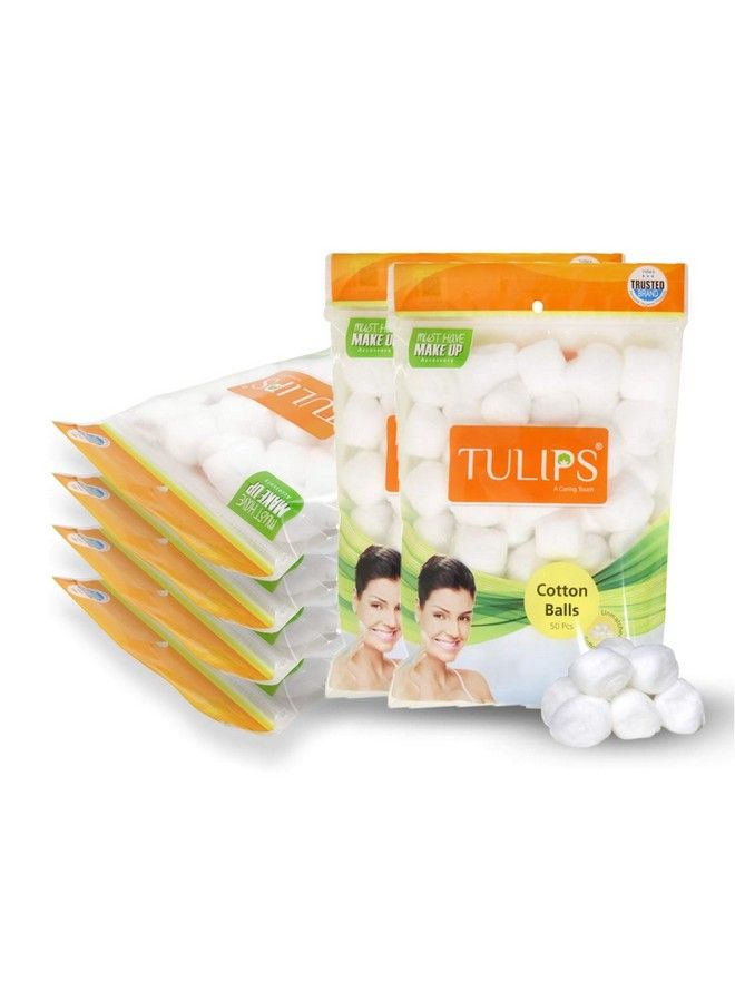 Tulips 50 White Cotton Balls In A Ziplock Bag (Pack Of 6)  - Image 1