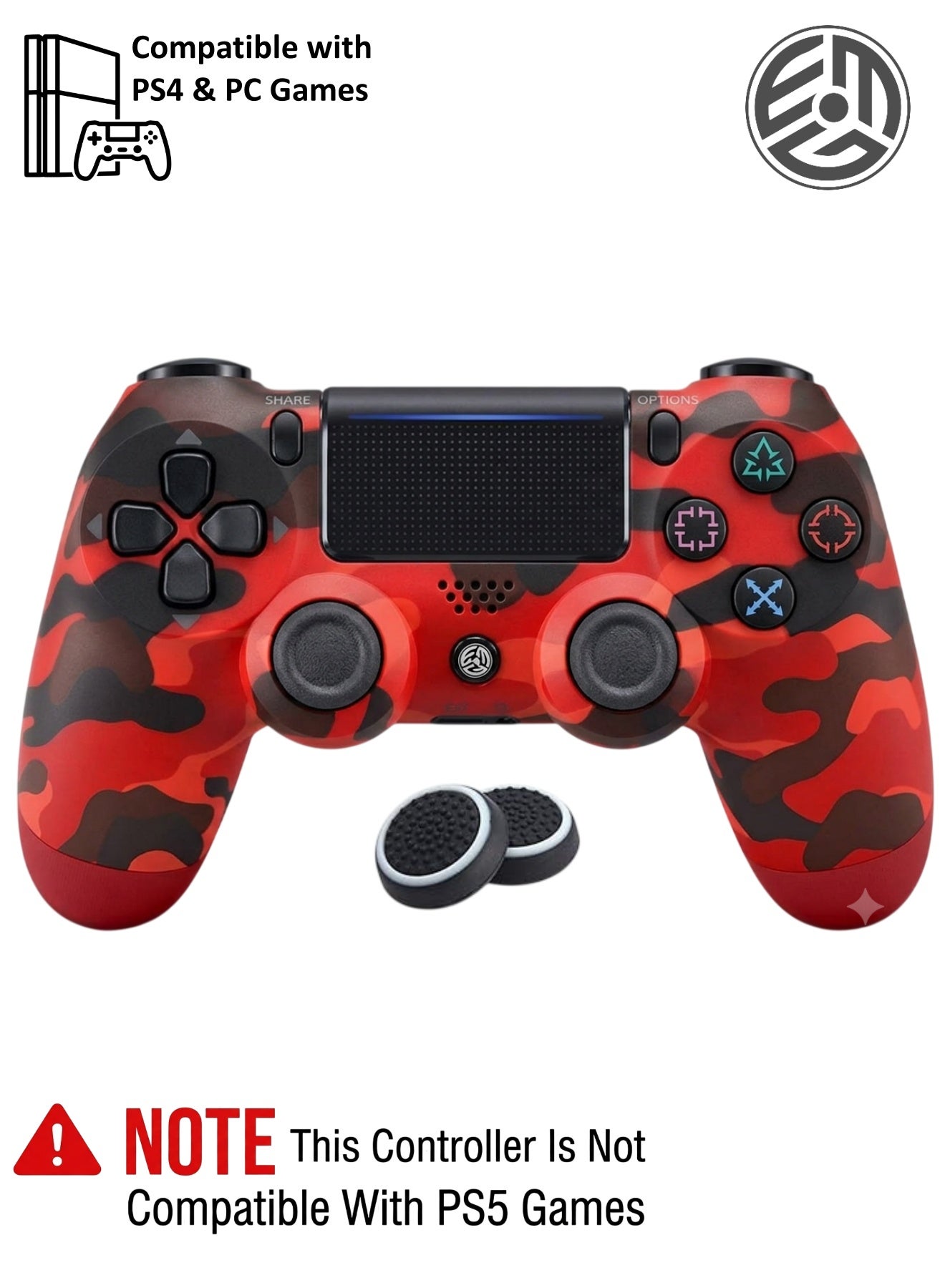 Wireless Controller for PS4, Custom Design V2 Gamepad Joystick for PS4 with Non-Slip Grip of Both Sides and 3.5mm Audio Jack