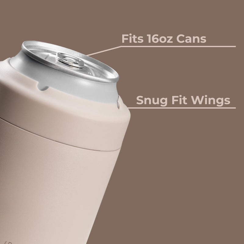 Hydrojug Standard Can Cooler - 2-In-1 Insulated Can Cooler Cup - Stainless Steel Can Holder With Non-Slip Rubber Base - Screw-Top Lid - Dishwasher Safe - 16Oz  Dune - Image 4