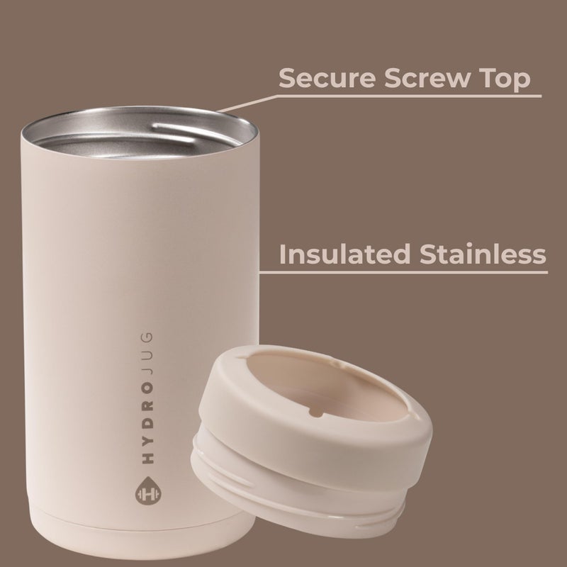Hydrojug Standard Can Cooler - 2-In-1 Insulated Can Cooler Cup - Stainless Steel Can Holder With Non-Slip Rubber Base - Screw-Top Lid - Dishwasher Safe - 16Oz  Dune - Image 3