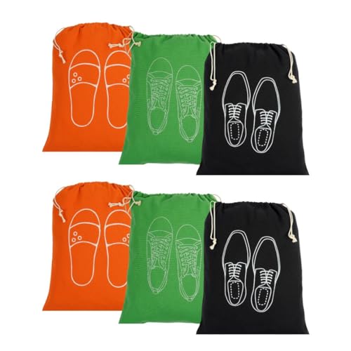 IVILLAGE Premium Reusable and Washable 100% Pure Cotton Fabric Shoe Covers/Bags with Drawstring Closure|Handcrafted Doodle Collection|Ideal for Travel, Home and Storage|Pack of 6|Multicolor|Male - Image 1