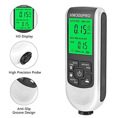 EMVANV Paint Thickness Gauge, Digital Meter Probe Paint Thickness Gauge Zero Calibration Digital Display Car Coating LCD(White) - Image 4