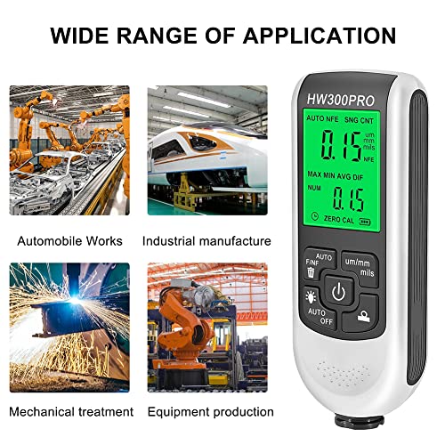 EMVANV Paint Thickness Gauge, Digital Meter Probe Paint Thickness Gauge Zero Calibration Digital Display Car Coating LCD(White) - Image 3