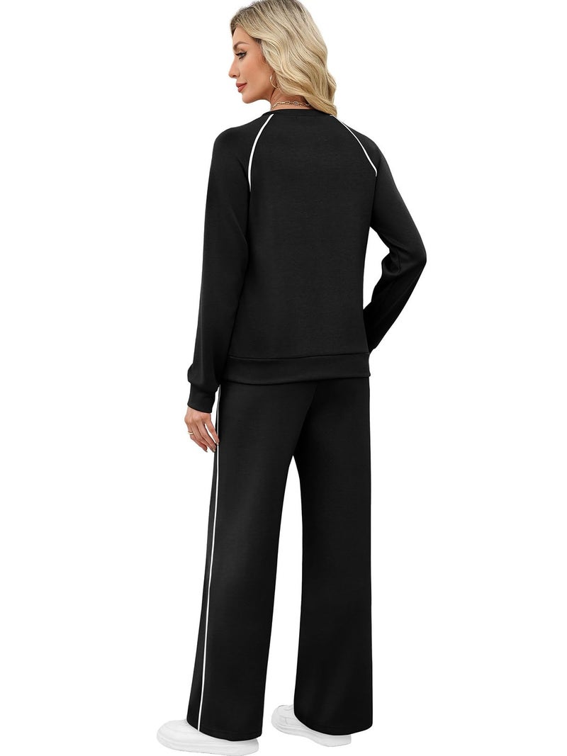Sampeel Womens Sweatsuits 2 Piece Set Matching sets women clothing Loungewear Two piece School Fall Outifts 2025 Jogging Suits Vacation Winter Black XL - Image 4