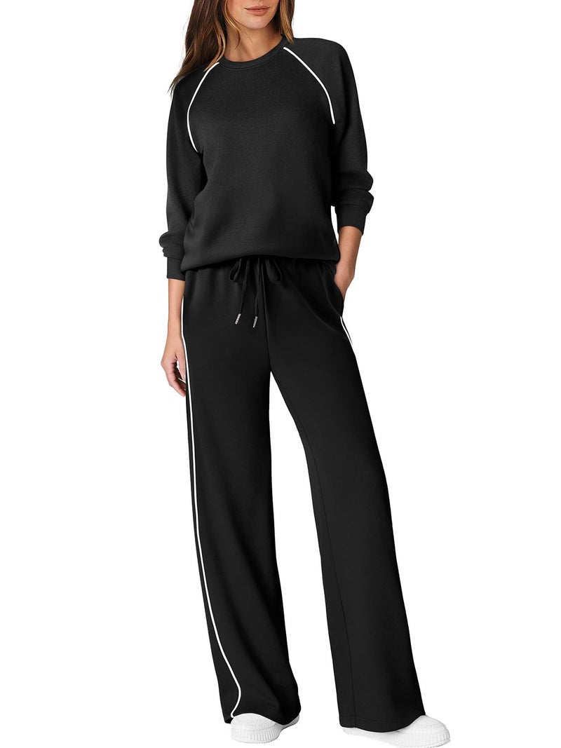 Sampeel Womens Sweatsuits 2 Piece Set Matching sets women clothing Loungewear Two piece School Fall Outifts 2025 Jogging Suits Vacation Winter Black XL - Image 1