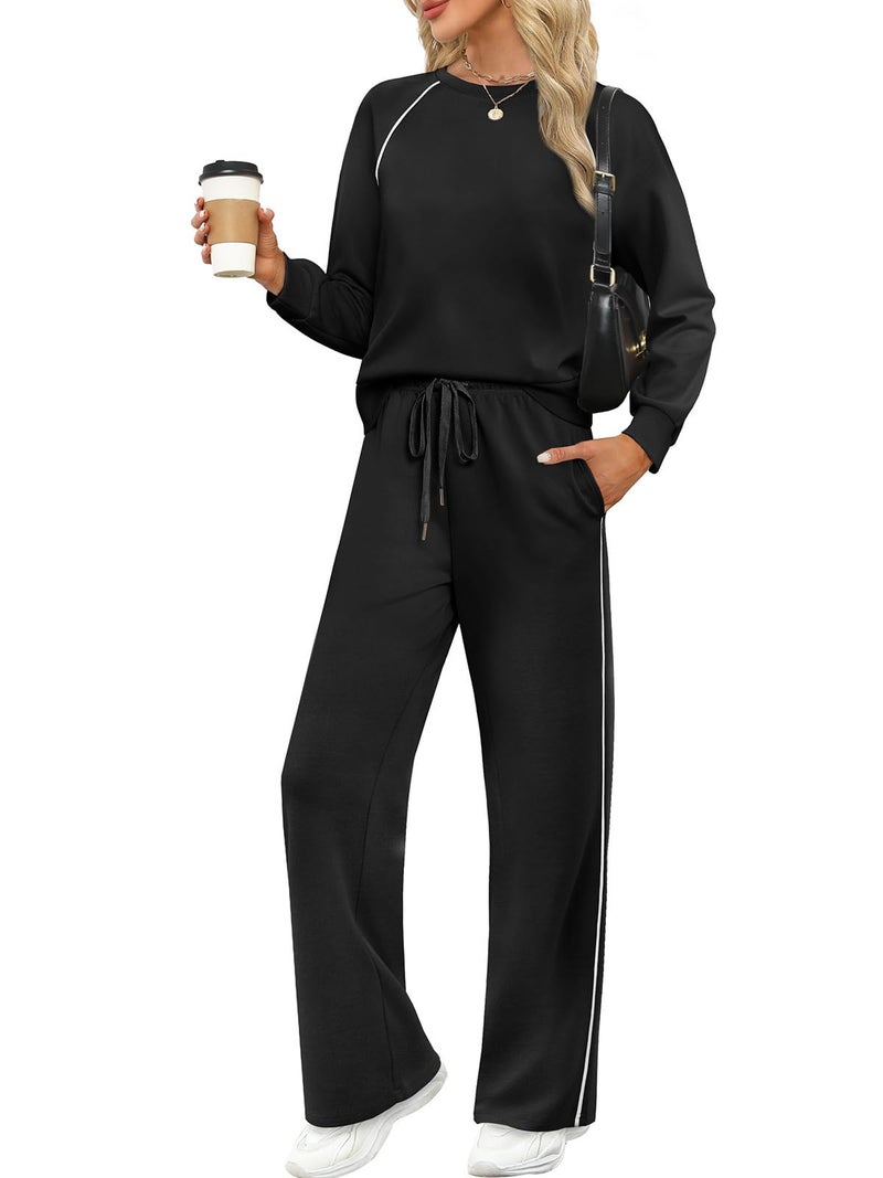 Sampeel Womens Sweatsuits 2 Piece Set Matching sets women clothing Loungewear Two piece School Fall Outifts 2025 Jogging Suits Vacation Winter Black XL - Image 2