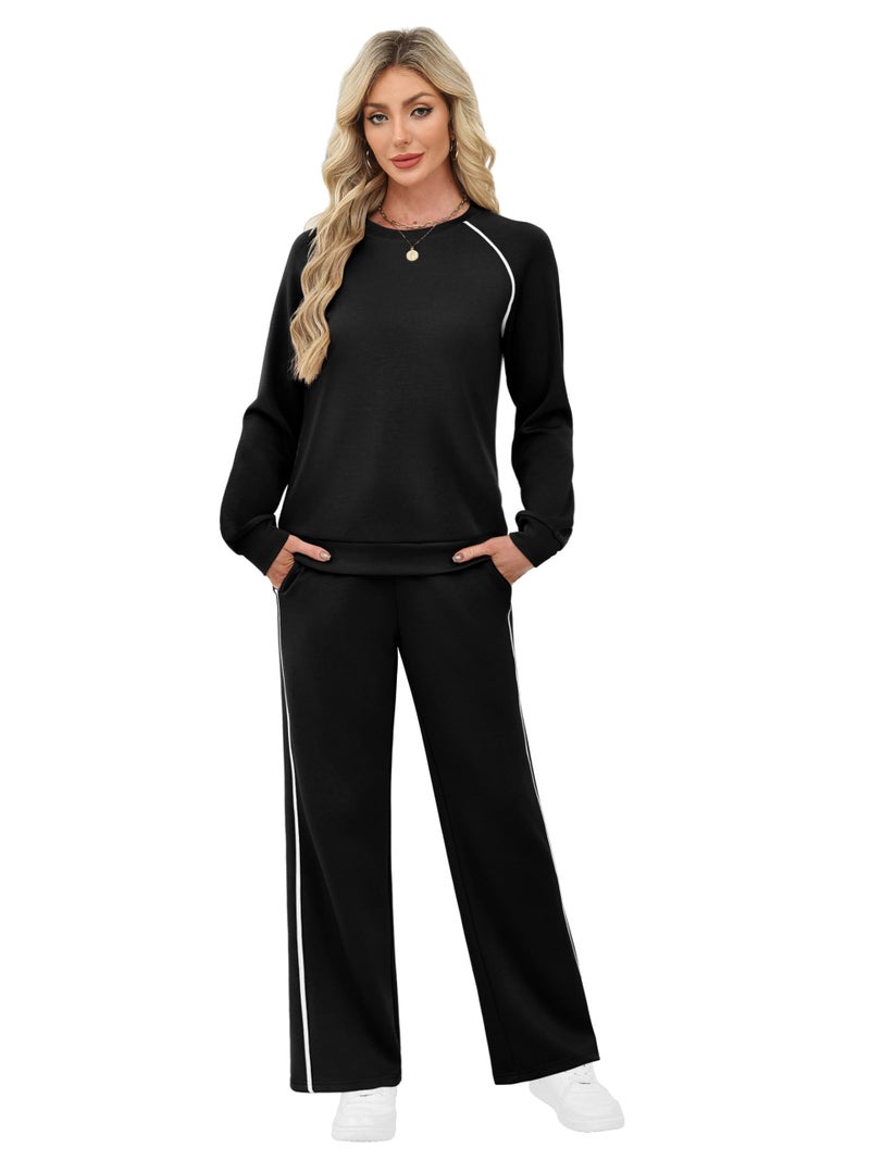 Sampeel Womens Sweatsuits 2 Piece Set Matching sets women clothing Loungewear Two piece School Fall Outifts 2025 Jogging Suits Vacation Winter Black XL - Image 3