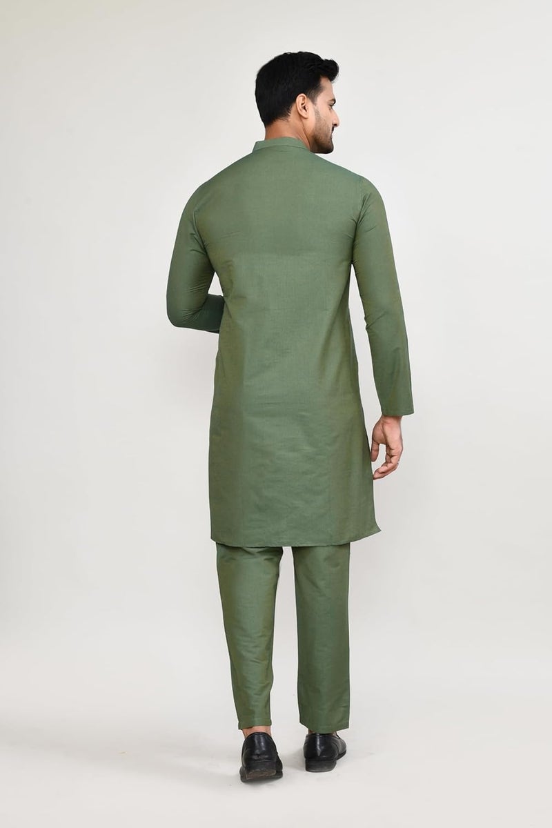 Polyfab Hathkargha Cotton Kurta for Men | Full Sleeve Regular Fit Kurta with Mandarin Collar | Traditional, Festive & Wedding Ethnic Wear - Image 2