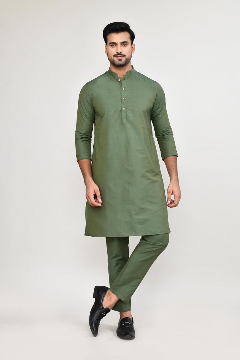 Polyfab Hathkargha Cotton Kurta for Men | Full Sleeve Regular Fit Kurta with Mandarin Collar | Traditional, Festive & Wedding Ethnic Wear - Image 4