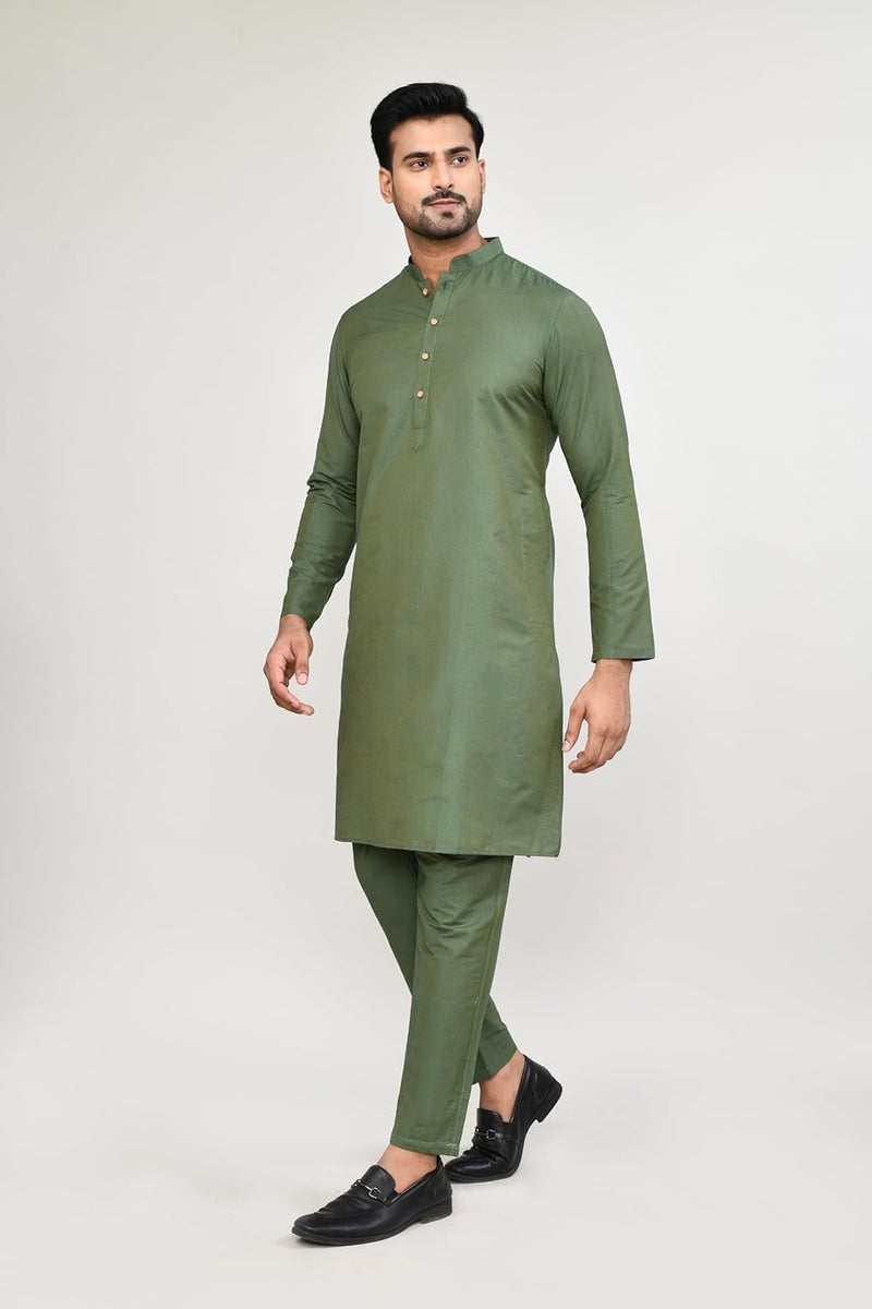 Polyfab Hathkargha Cotton Kurta for Men | Full Sleeve Regular Fit Kurta with Mandarin Collar | Traditional, Festive & Wedding Ethnic Wear - Image 3