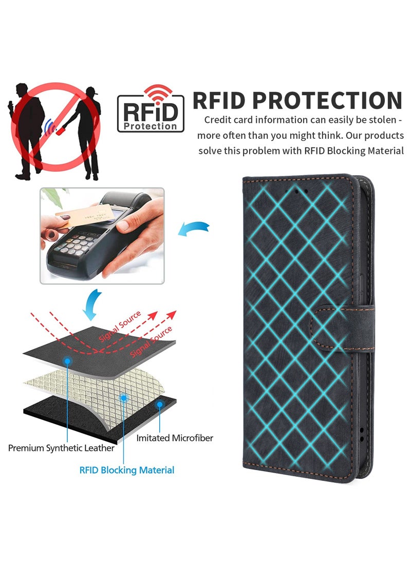 غطاء لهاتف Infinix Note 40 Pro 5G، غطاء قلاب من جلد البولي يوريثان ممتص مغناطيسي، حافظة فرشاة RFID Nti-Theft - Image 4