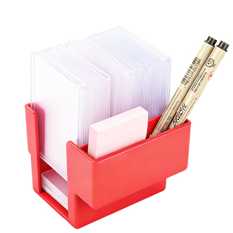 LUVCOSY Red Toploader Dispenser & Penny Sleeve Holder, Dual Compartment- Card Storage for Sports Cards and TCG, Dustproof, Trading Card Holder with Exclusive Storage. - Image 1